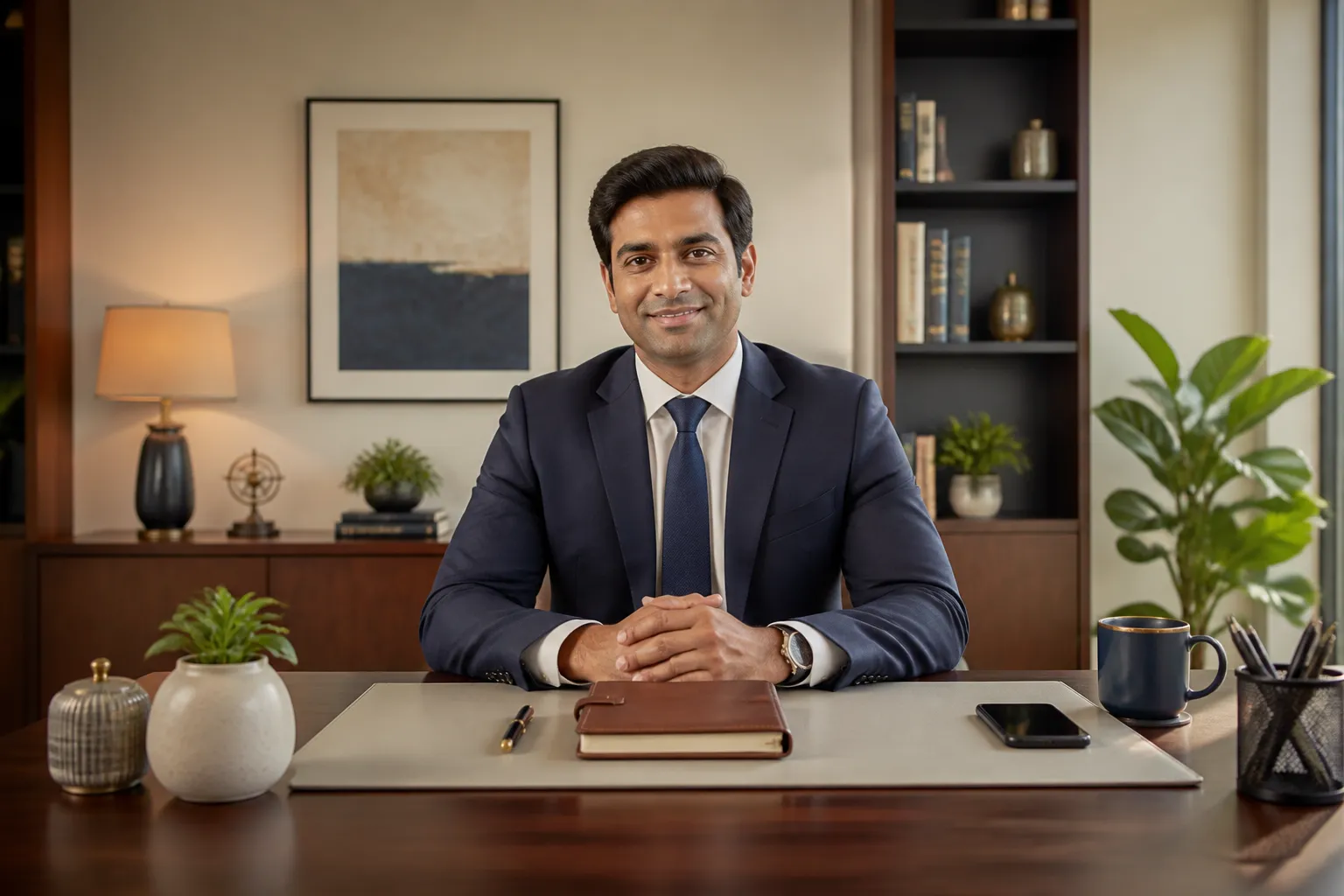 A professional and welcoming advisor workspace at Agarwal Wealth